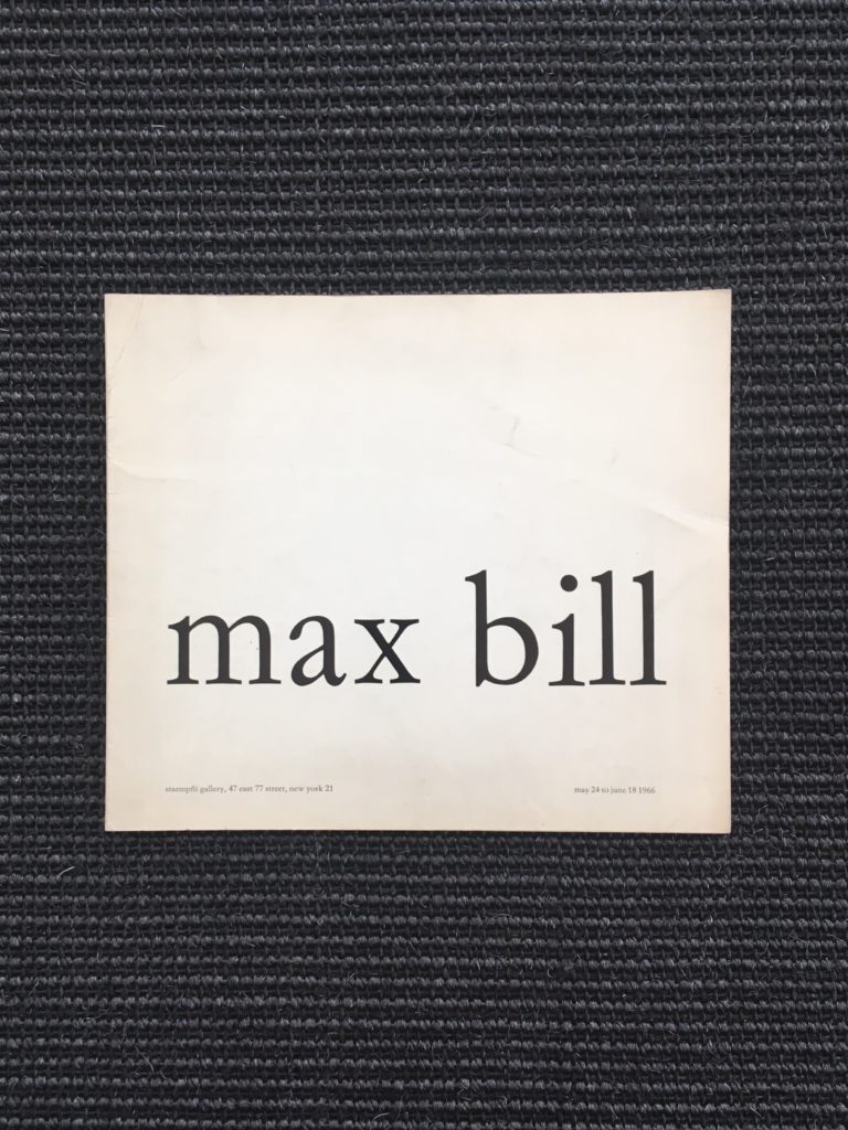 Max Bill                                      Catalogue information brochure
